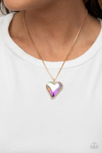 Load image into Gallery viewer, Paparazzi Lockdown My Heart Gold Iridescent Necklace. Get Free Shipping! #P2WH-GDXX-168XX

