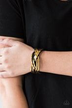 Load image into Gallery viewer, Paparazzi Bracelet ~ Looking For Trouble - Gold Urban Snap Closure Bracelet
