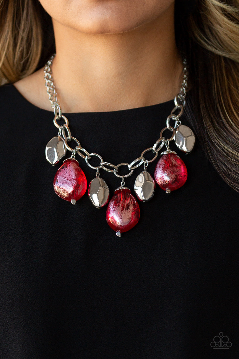 Paparazzi Necklace ~ Looking Glass Glamorous - Red