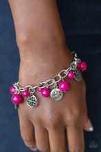 Load image into Gallery viewer, Paparazzi Bracelet ~ Lotus Lagoon - Pink Beads - Silver Flower Charms - Bracelet
