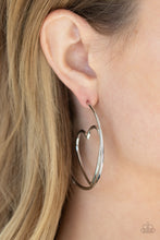 Load image into Gallery viewer, Paparazzi Love At First BRIGHT - Silver Heart Hoops Earrings #P5HO-SVXX-182XX
