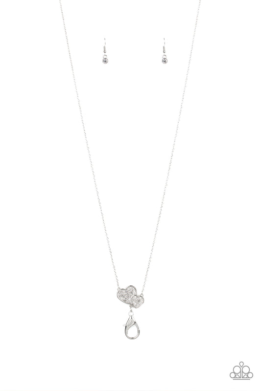 Paparazzi Lover - White Lanyard Necklace with matching earrings #P2LN-WTXX-077XX