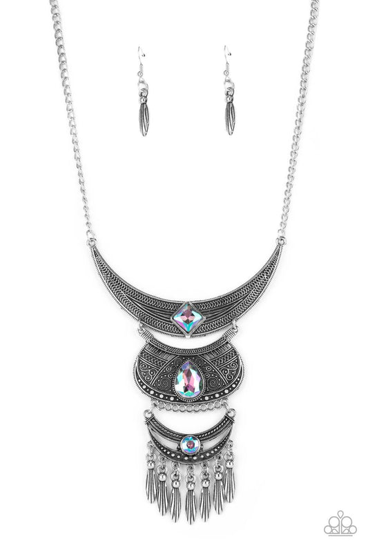 Lunar Enchantment - Multi Necklace Paparazzi Accessories UV Shimmer Necklace #P2ST-GRXX-091XX