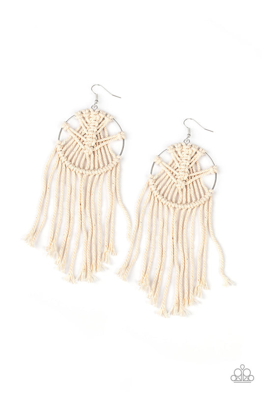 MACRAME, Myself, and I - White Earrings Paparazzi Accessories