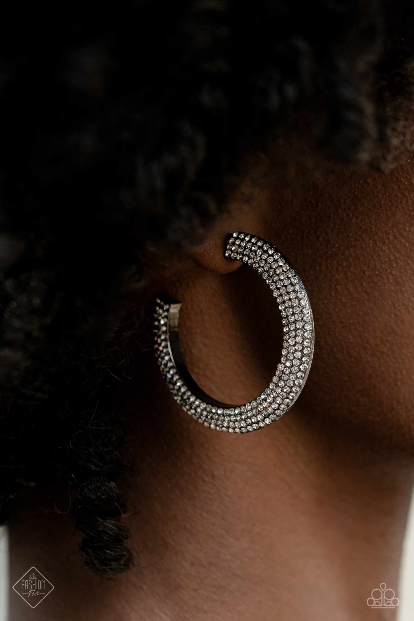 Paparazzi Fashion Fix $8 Earring: "Dazzling Dynamo - Black" (P5HO-BKXX-268LW). Get Free Shipping