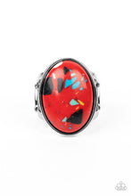 Load image into Gallery viewer, Majestic Marbling Red Ring Paparazzi Accessories. Red stone Marble $5 ring. Paparazzi $5 Jewelry
