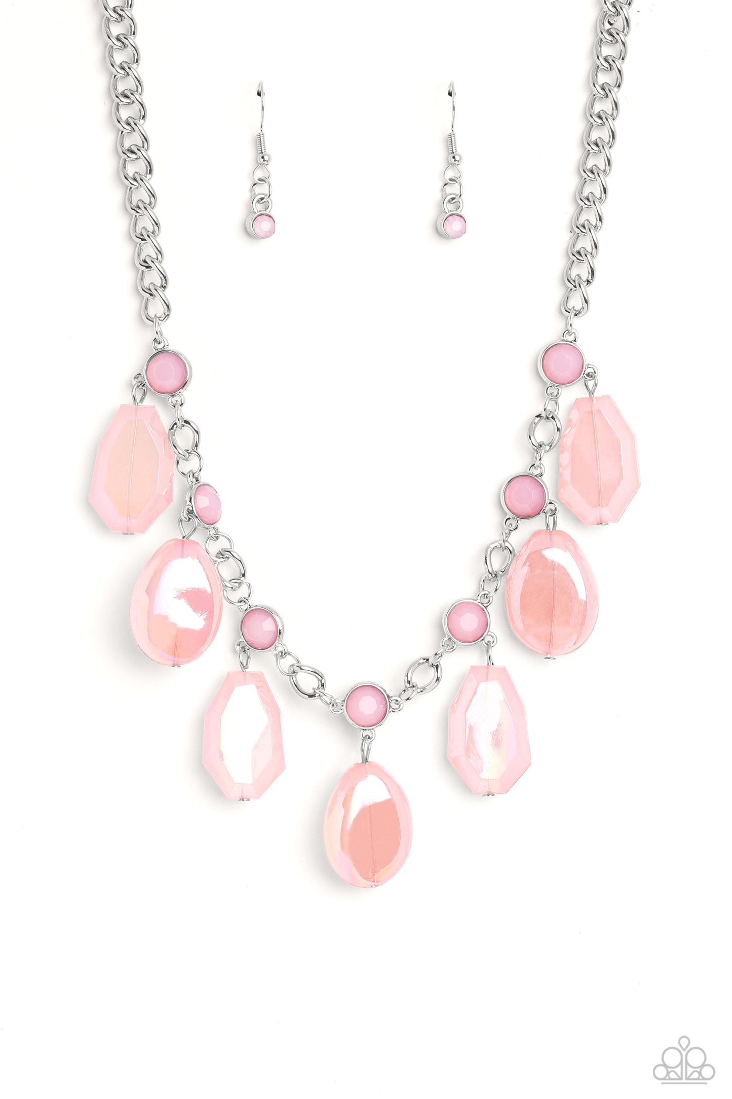 Paparazzi Maldives Mural Pink Necklace. #P2ST-PKXX-141XX. Milky Beads Fringe Necklace. Ships Free