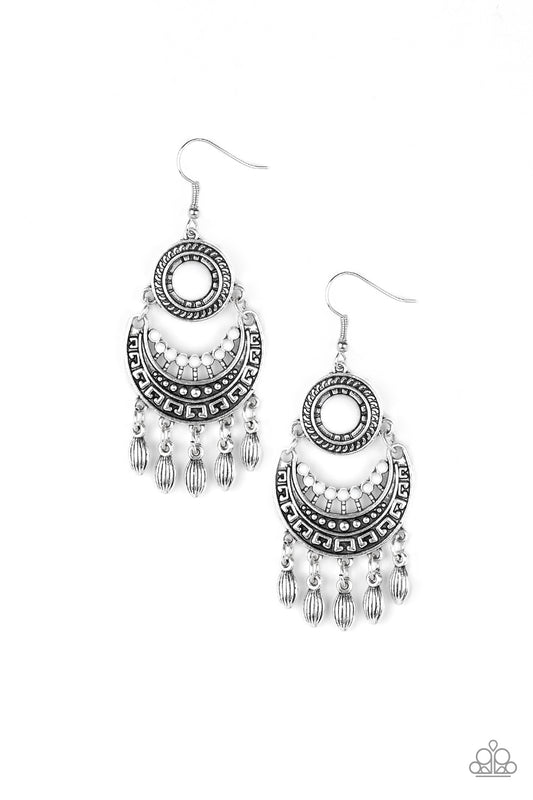 Mantra to Mantra - White Earring Paparazzi