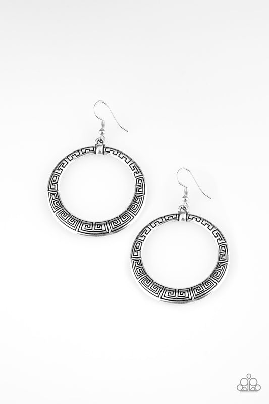 Paparazzi Earring ~ Mayan Mantra - Silver Earring