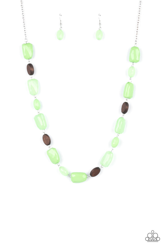Meadow Escape Green $5 Paparazzi Necklace with wooden beads. Subscribe & Save