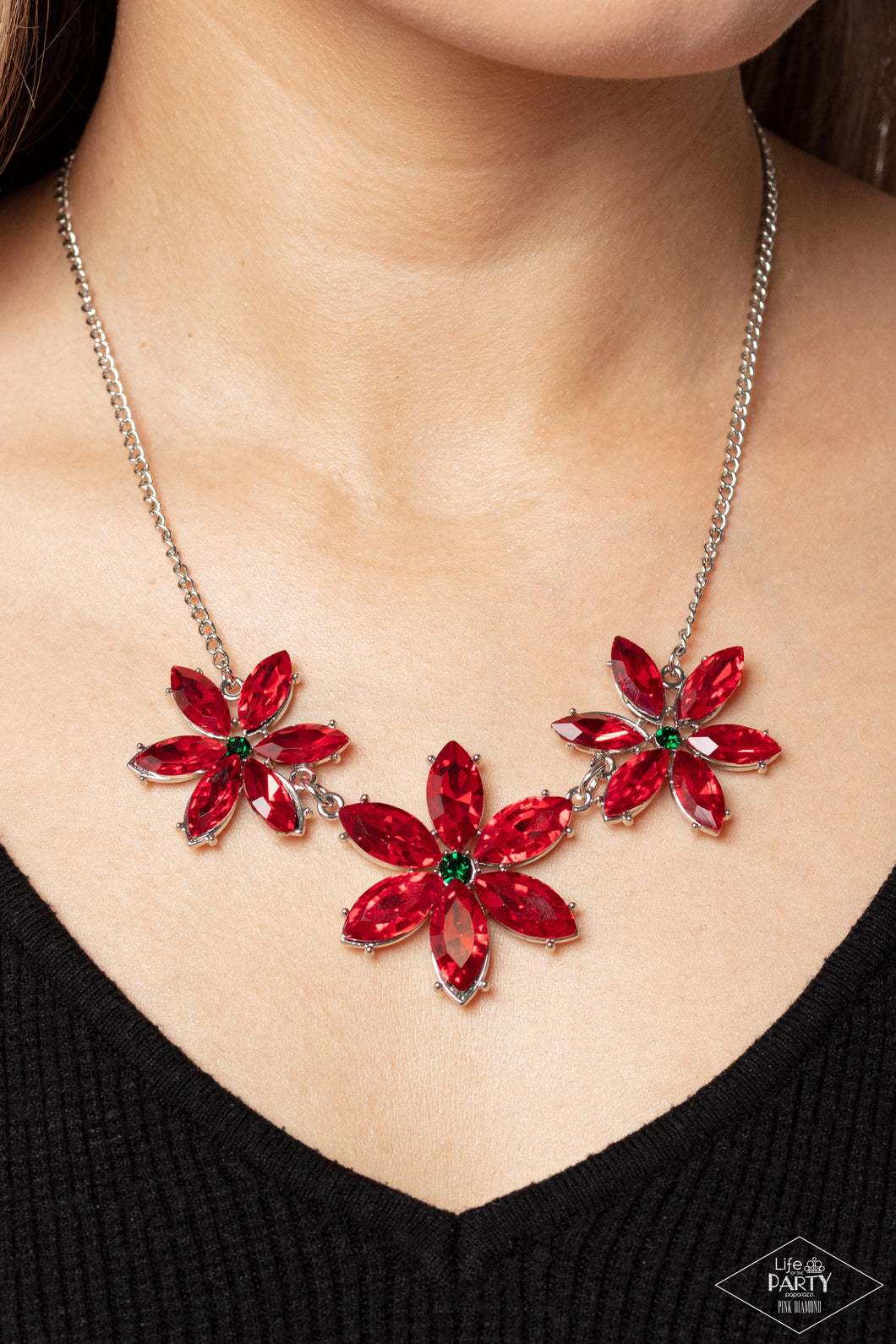 Meadow Muse Red floral Necklace Paparazzi Accessories. Get Free Shipping. #P2RE-MTXX-217XX