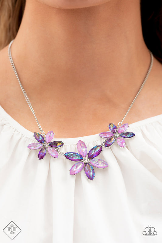 Meadow Muse Purple Floral Dainty Short Necklace Paparazzi Accessories. Get Free Shipping