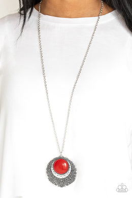 Paparazzi Necklace ~ Medallion Meadow - Red