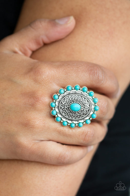 Paparazzi Mesa Mandala - Blue Stone Ring #P4SE-BLXX-174XX