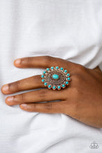 Load image into Gallery viewer, Paparazzi Mesa Mandala - Copper Ring with Turquoise Blue Stone
