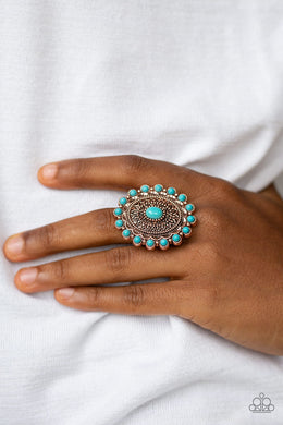 Paparazzi Mesa Mandala - Copper Ring with Turquoise Blue Stone