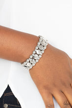 Load image into Gallery viewer, Paparazzi Bracelet ~ Metro Magnetism - Silver Disc and Beads Stretchy Bracelet

