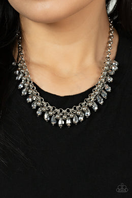 Metro Monarchy Silver Necklace Paparazzi Accessories. Get Free Shipping. #P2RE-SVXX-423XX