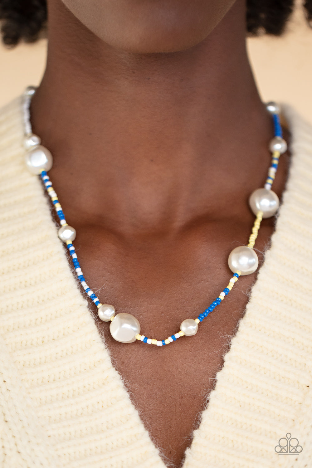Modern Marina Blue Beads and Pearl Necklace Paparazzi Accessories. Subscribe & Save. 