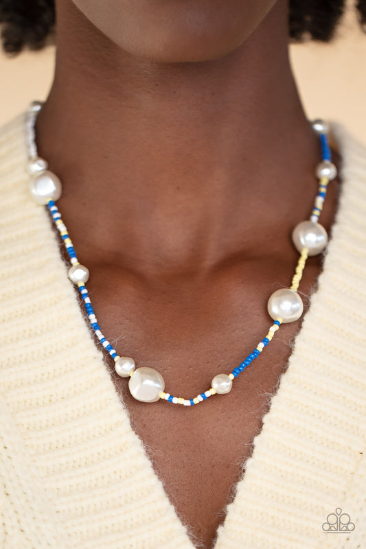 Modern Marina Blue Beads and Pearl Necklace Paparazzi Accessories. Subscribe & Save. 