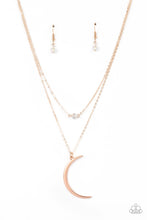 Load image into Gallery viewer, Modern Moonbeam Rose Gold Necklace Paparazzi Accessories. Subscribe &amp; Save. #P2DA-GDRS-286XX
