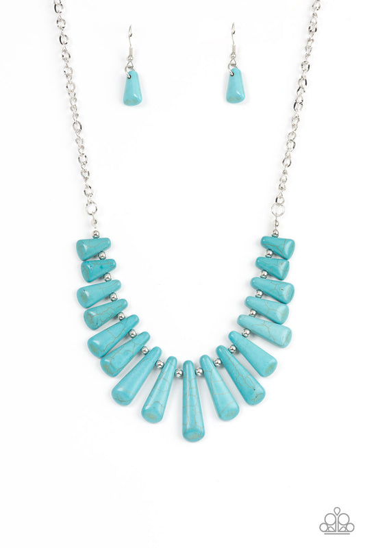 Mojave Empress Turquoise Blue Stone Short Necklace Paparazzi Accessories. Get Free Shipping
