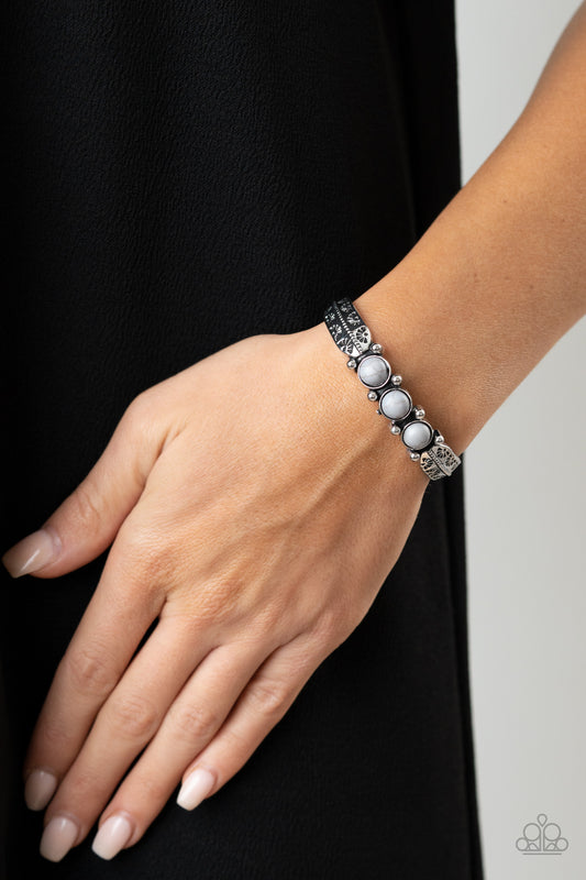 Paparazzi Mojave Glyphs Silver Bracelet. #P9SE-SVXX-088XX. Get Free Shipping. 