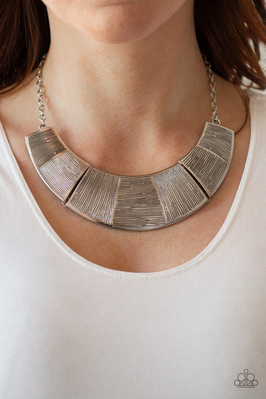 Paparazzi Necklace ~ More Roar - Silver Antique Necklace