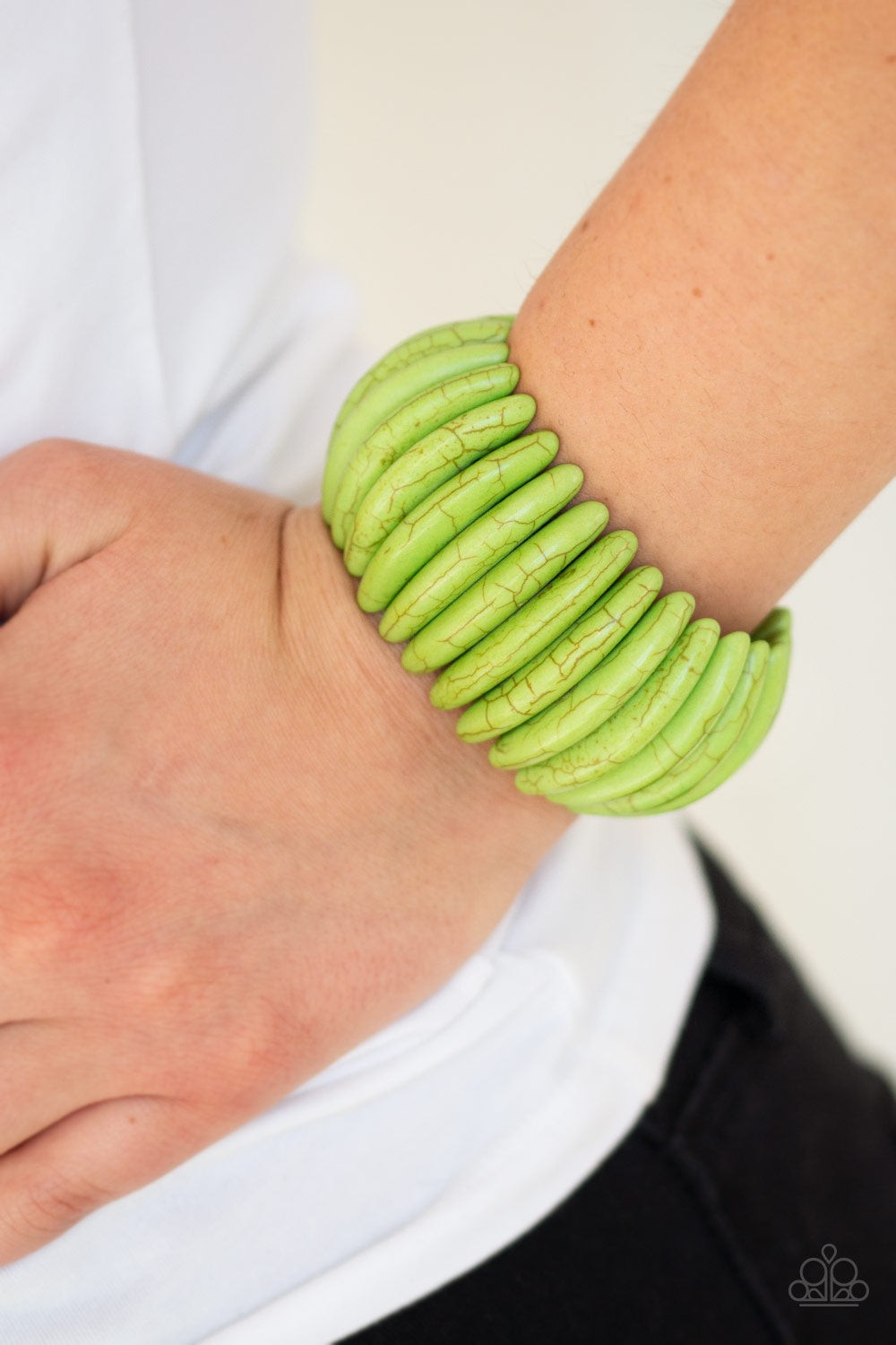 Paparazzi Bracelet ~ Naturally Nomad - Green Stretchy Band Bracelet