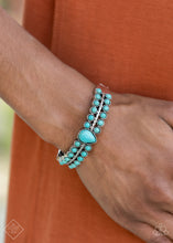 Load image into Gallery viewer, Paparazzi Nature Resort Blue Bracelet. Hinged Closure $5 Bracelet. Get Free Shipping. 
