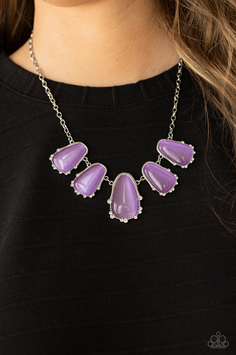 Paparazzi Necklace ~ Newport Princess - Purple Cat's Eye Stone Necklace
