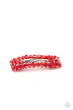 Load image into Gallery viewer, Paparazzi Hair Clip ~ No Filter - Red Hair Clip with red crystal-like beads with snap clip 
