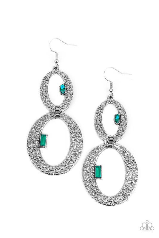 OVAL and OVAL Again - Green Earring Paparazzi Accessories