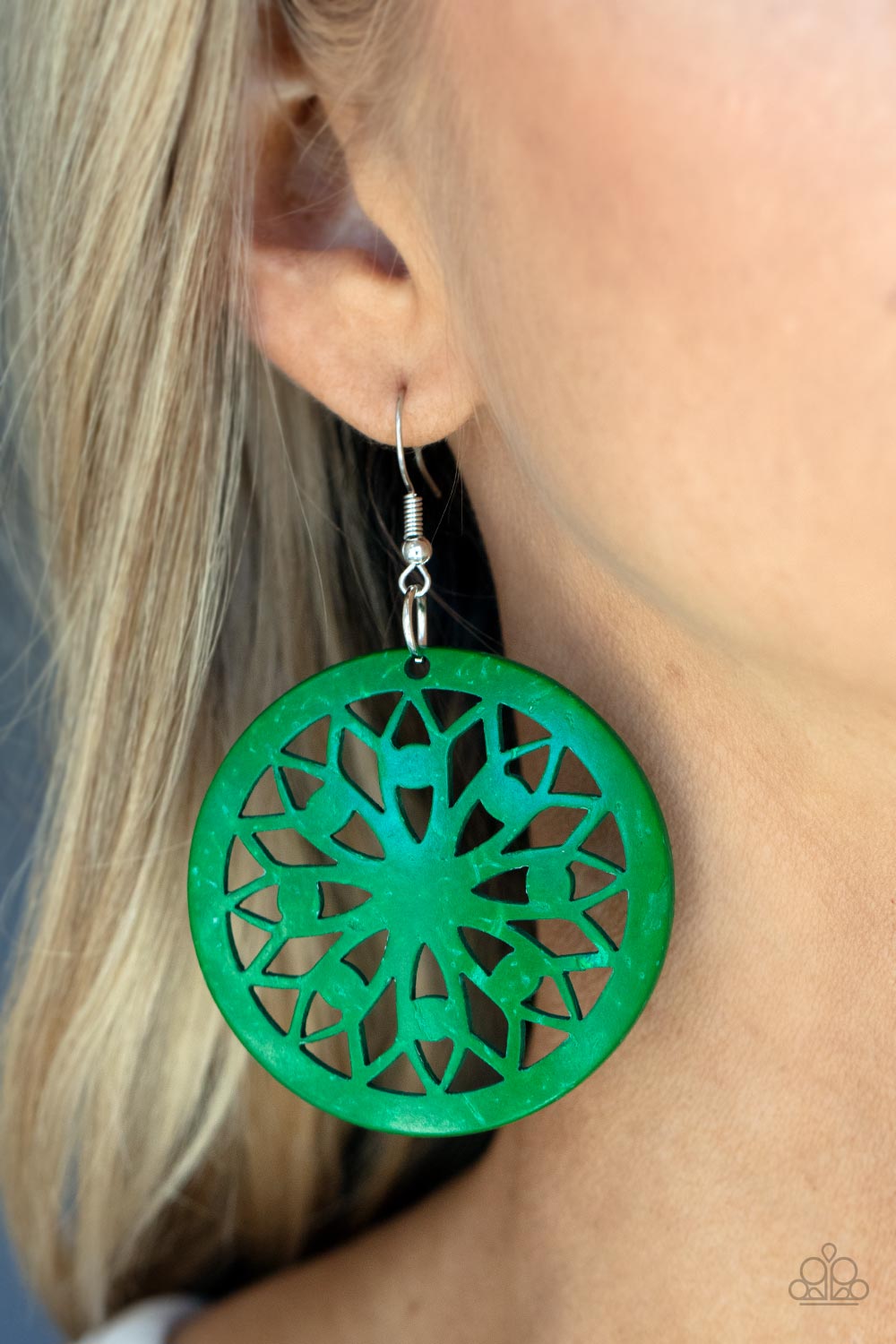 Ocean Canopy Green Wooden Earrings Paparazzi Accessories. Subscribe & Save. #P5SE-GRXX-129XX