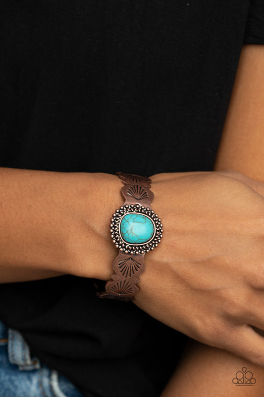 Paparazzi Oceanic Oracle Copper Bracelet with Turquoise Stone. Ships Free. #P9SE-CPXX-078XX. Cuff