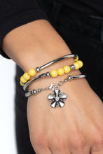 Load image into Gallery viewer, Paparazzi Off the WRAP Bracelet. Get Free Shipping. #P9WH-YWXX-156XX. Yellow Floral Bracelets
