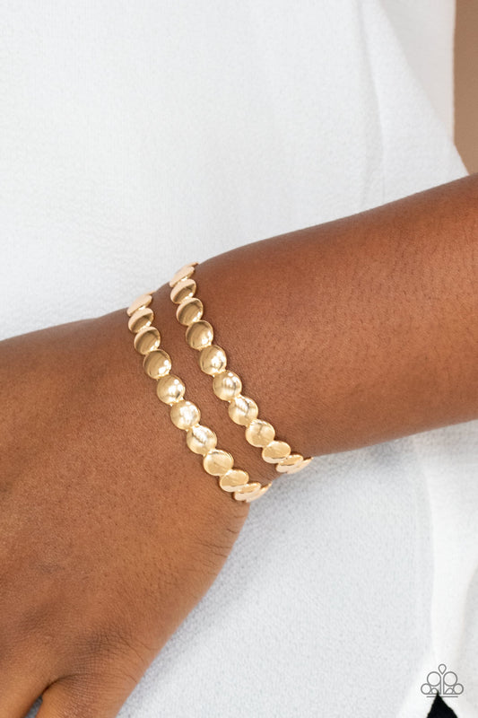 Paparazzi On The Spot Shimmer Gold Cuff Bracelet. Get Free Shipping