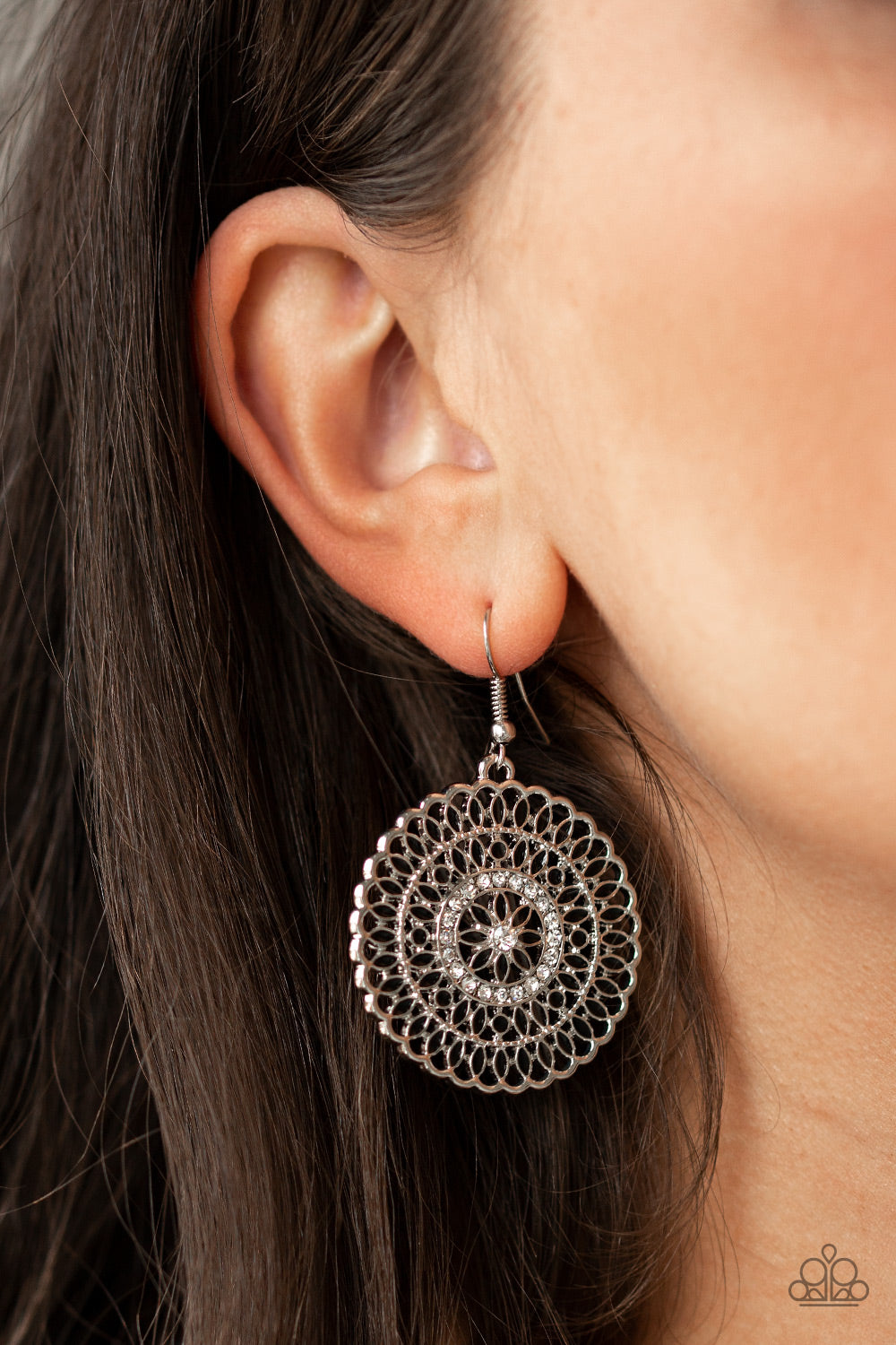 PINWHEEL and Deal Black Petal Floral Earrings Paparazzi Accessories. #P5WH-BKXX-172XX. Dainty 
