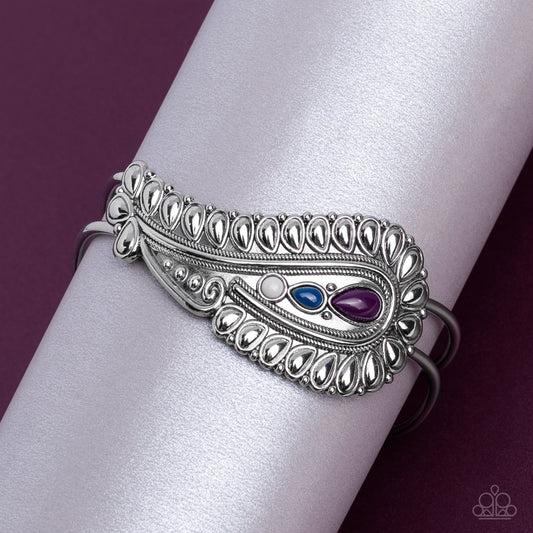 Paparazzi Paisley Prairie Multi Bracelet. Get Free Shipping | #P9WH-MTXX-139XX | Mykonos Blue, Plum