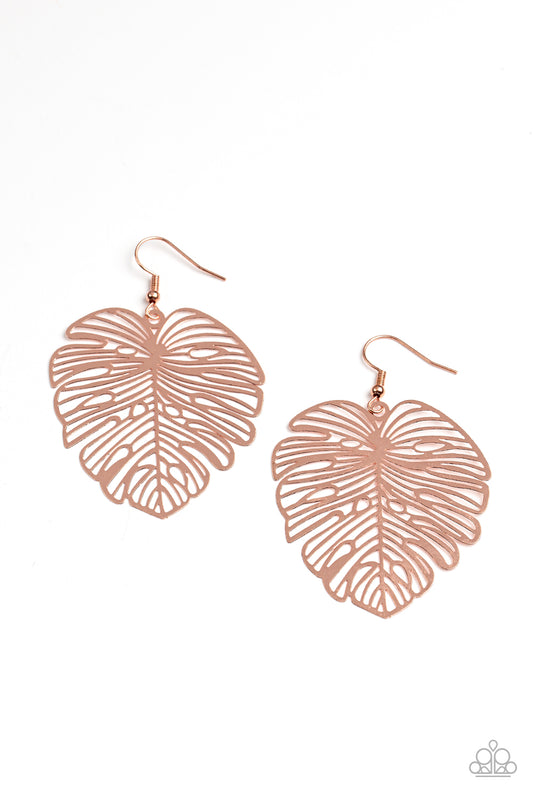 Palm Palmistry - Copper Earrings Paparazzi Accessories. Get Free Shipping! #P5SE-CPSH-111XX