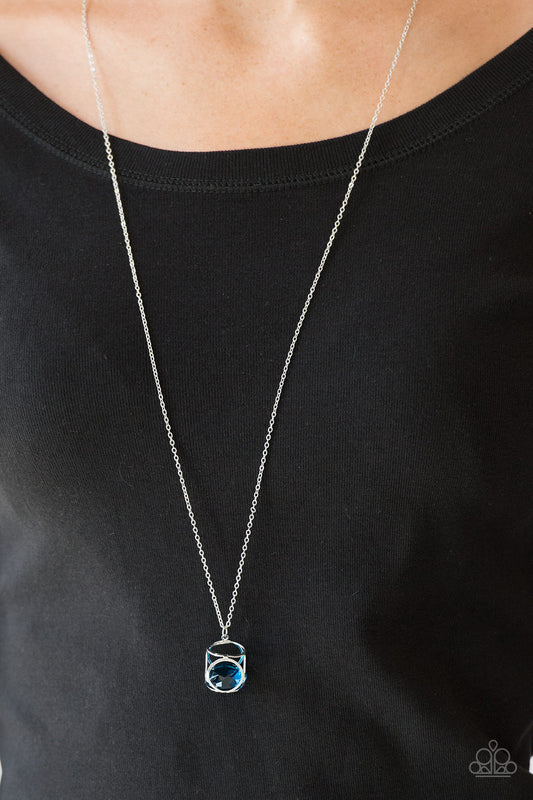 Paparazzi Pandoras Box $5 Necklace with Blue Gem