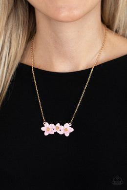 Petunia Picnic - Pink Necklace Dainty Paparazzi Accessories. Subscribe and Save! #P2WH-PKXX-450XX