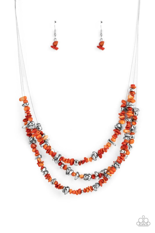 Placid Pebbles Orange Necklace Paparazzi Accessories. Get Free Shipping! #P2SE-OGXX-281XX