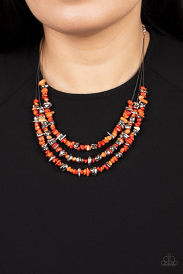 Paparazzi Placid Pebbles Orange Dainty Necklace in wire. Subscribe & Save. #P2SE-OGXX-281XX 