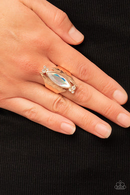 Planetary Paradise Rose Gold Iridescent Ring Paparazzi Accessories. Free Shipping.#P4SE-GDRS-044XX