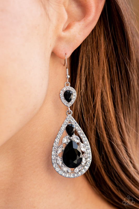 Paparazzi Posh Pageantry Black Earrings LOP exclusive $5 fishhook earrings #P5ST-BKXX-061XX