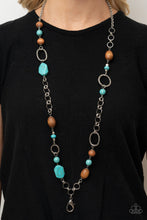 Load image into Gallery viewer, Paparazzi Necklace ~ Prairie Reserve - Blue and Wooden Beads Lanyard
