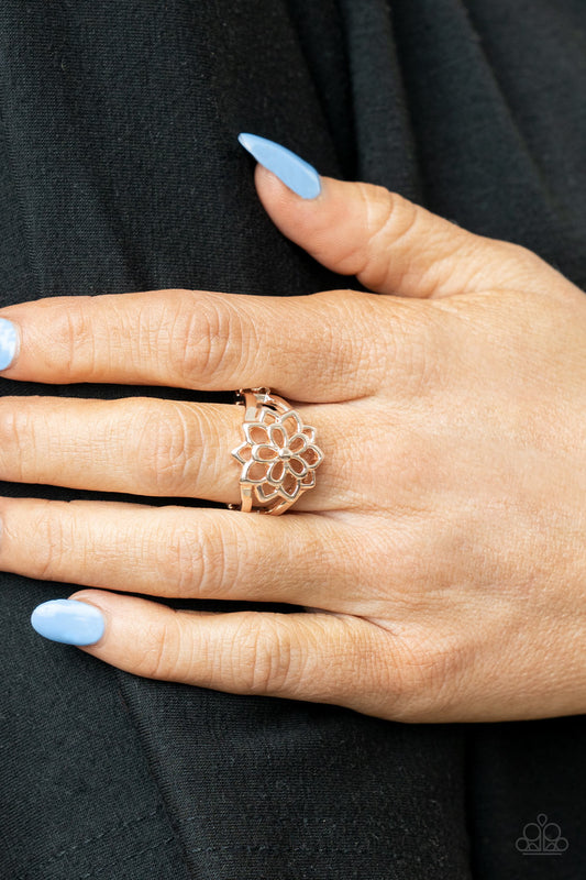 Paparazzi Ring ~ Prana Paradise - Rose Gold Petals Bloom Ring at AainaasTreasureBox