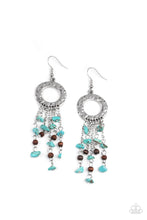 Load image into Gallery viewer, Primal Prestige - Blue Pebbles and Brown Wooden Earrings Paparazzi Accessories
