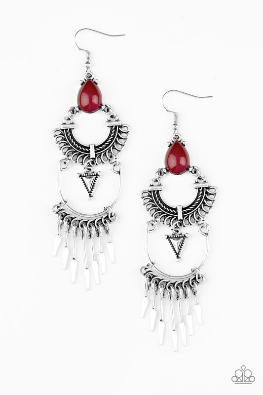 Paparazzi Earring ~ Progressively Pioneer - Red